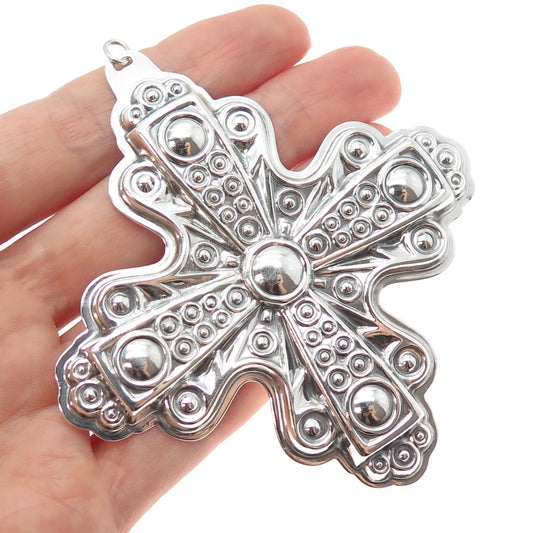 REED & BARTON 925 Sterling Silver Vintage 1972 Christmas Cross Oxidized Ornament