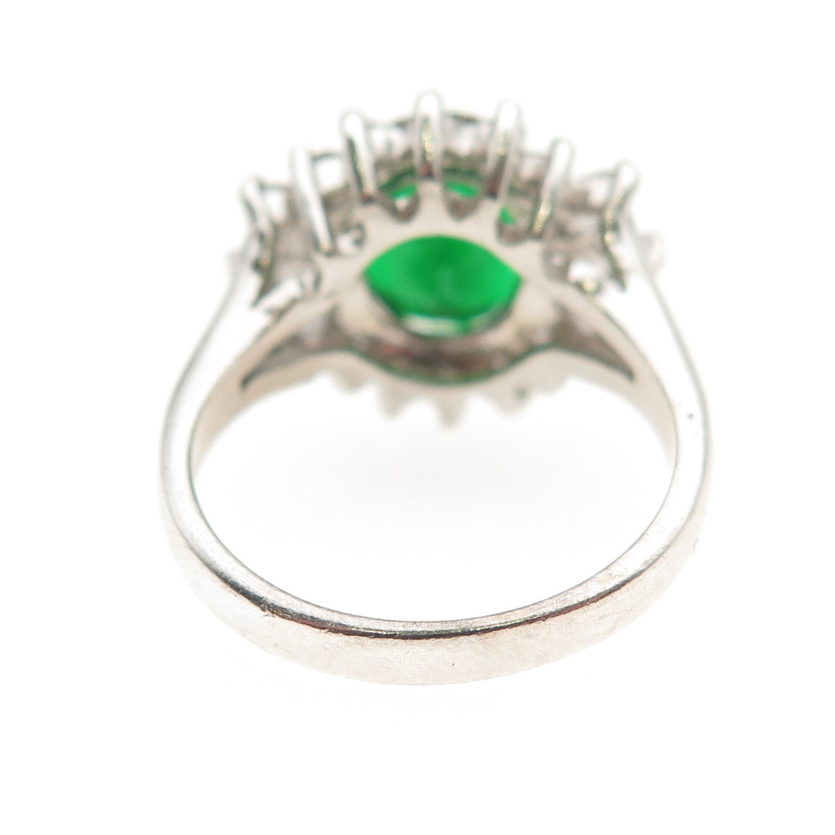 Jolie Gabor 925 Sterling Silver Green & White C Z Bohemian Ring Size 6.75