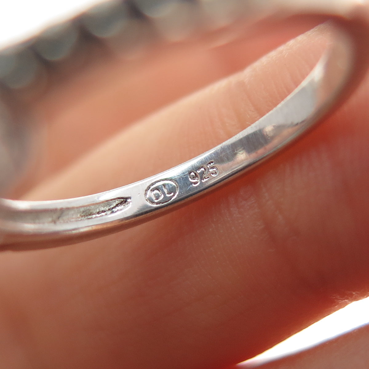 925 Sterling Silver Real Cushion-Cut Blue & Round-Cut White Topaz Ring Size 7