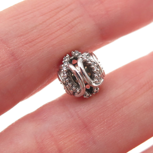 Pandora 925 Sterling Silver C Z Essence Caring Slide Bead Charm