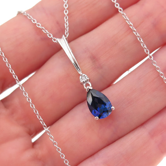 Alwand Vahan 925 Sterling Real Diamond & Lab-Created Sapphire Chain Necklace 18"