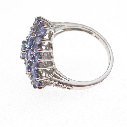 Chuck Clemency 925 Sterling Silver Real Multi-Cut Tanzanite Ring Size 8