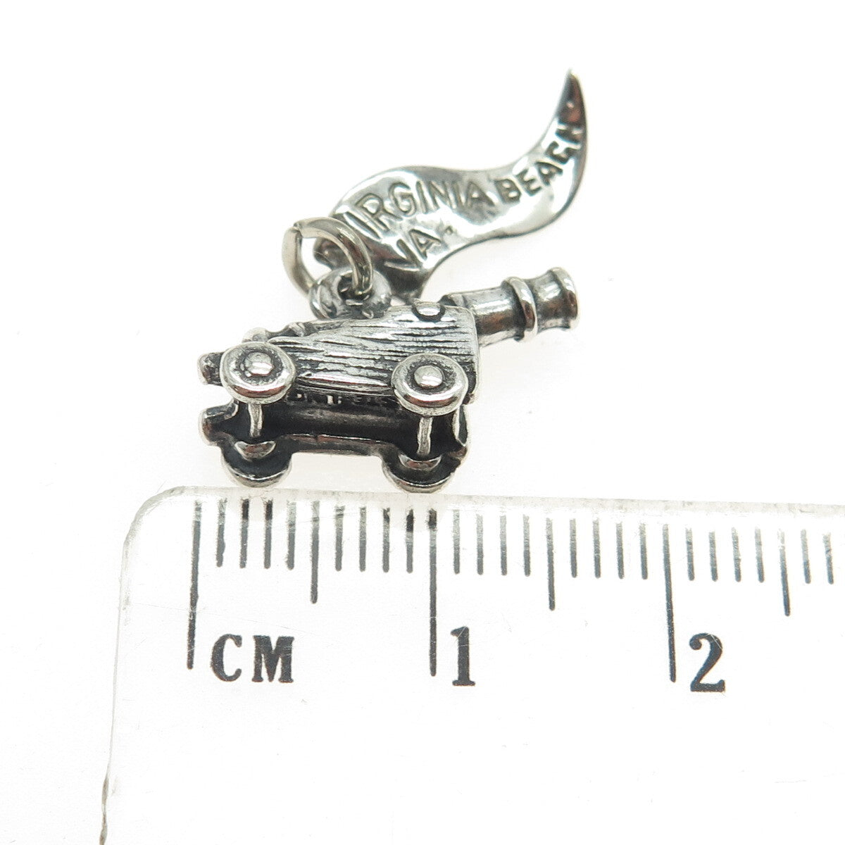 PACIFIC JEWELRY 925 Sterling Silver Vintage "Virginia Beach" Artillery Pendant