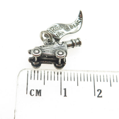 PACIFIC JEWELRY 925 Sterling Silver Vintage "Virginia Beach" Artillery Pendant