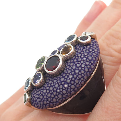 CHI by FALCHI Sterling Enamel Topaz Amethyst Garnet Citrine Peridot Ring Size 7