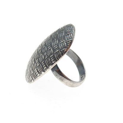 925 Sterling Silver Vintage Textured Oxidized Ring Size 5.5