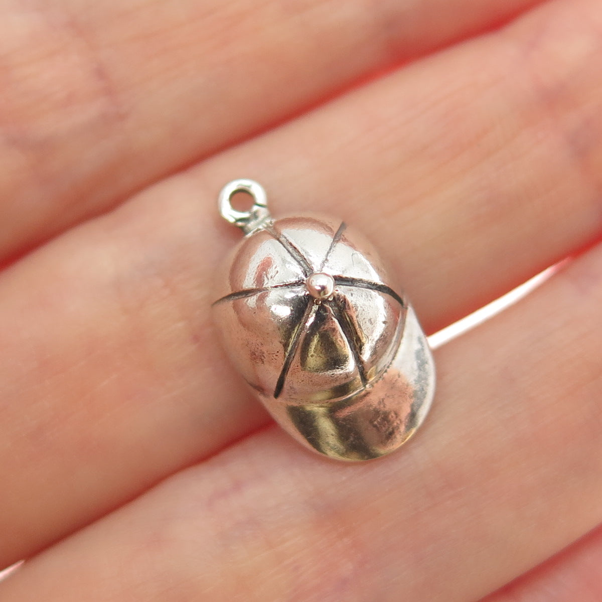 925 Sterling Silver Vintage Cap Minimalist 3D Charm Pendant