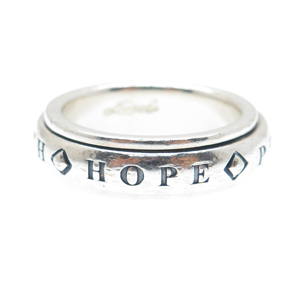STEVEN LAVAGGI Sterling Vintage Love Faith Hope Peace Rotating Ring Size 7.25