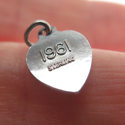 925 Sterling Silver Vintage 1961 Beta Sigma Phi Heart Minimalist Charm Pendant