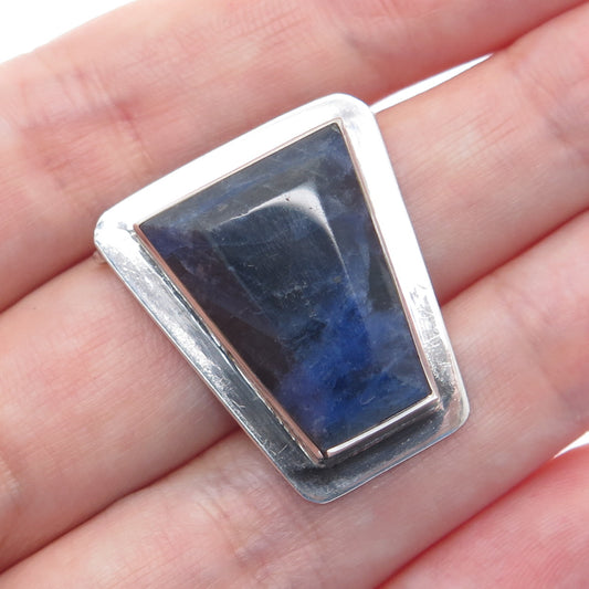 925 Sterling Silver Vintage Real Sodalite Modernist Slide Pendant