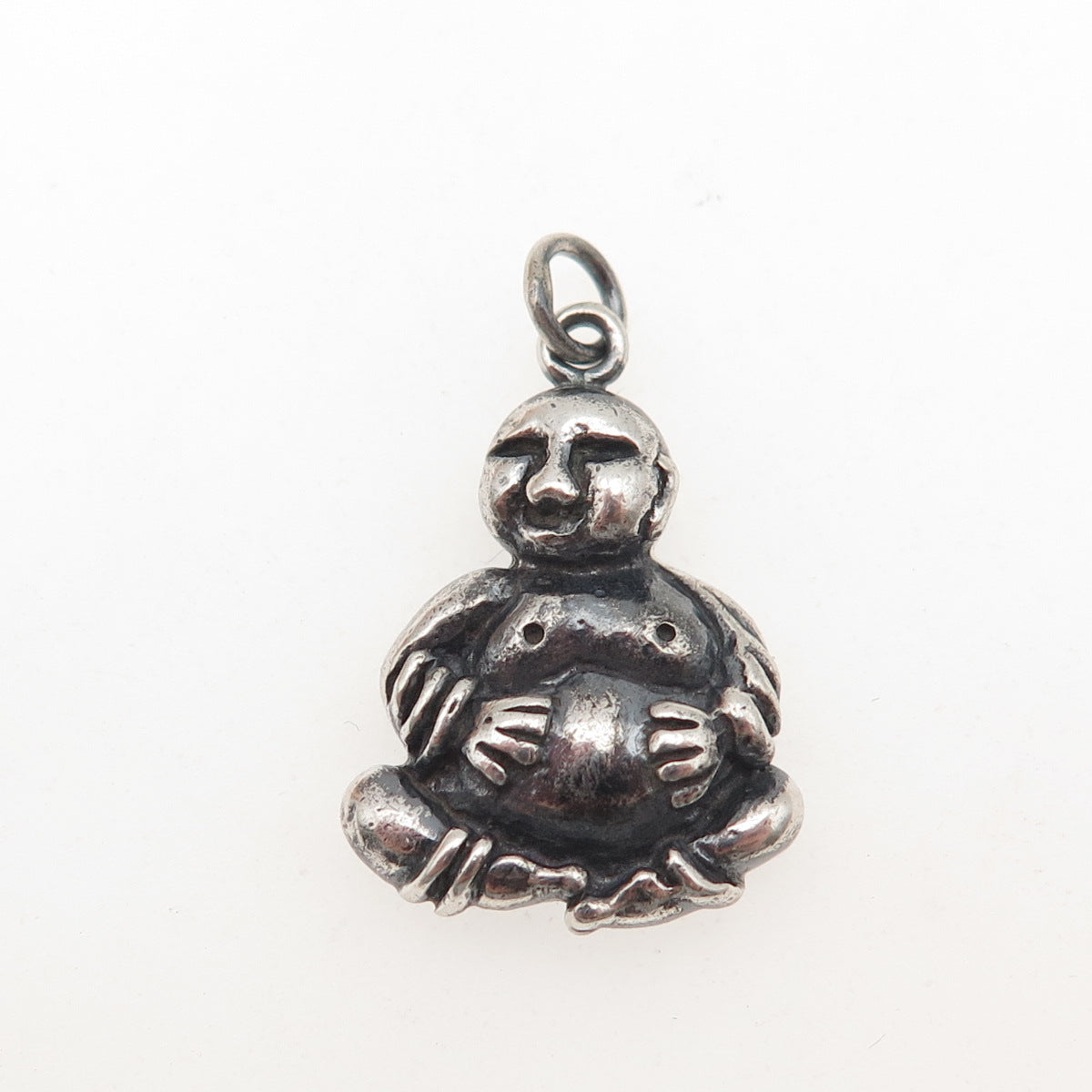 925 Sterling Silver Vintage Buddha Oxidized Mini Charm Pendant