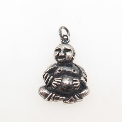 925 Sterling Silver Vintage Buddha Oxidized Mini Charm Pendant