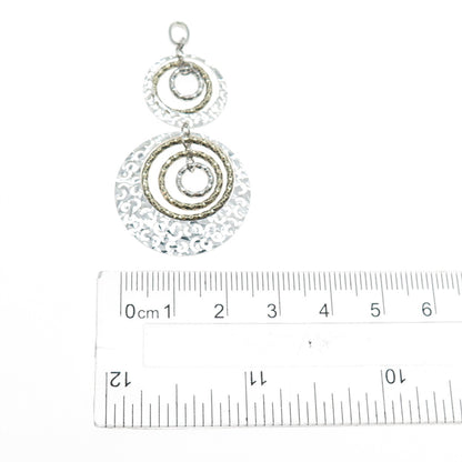 925 Sterling Silver 2-Tone Vintage Modernist Ornate Multi-Circle Pendant