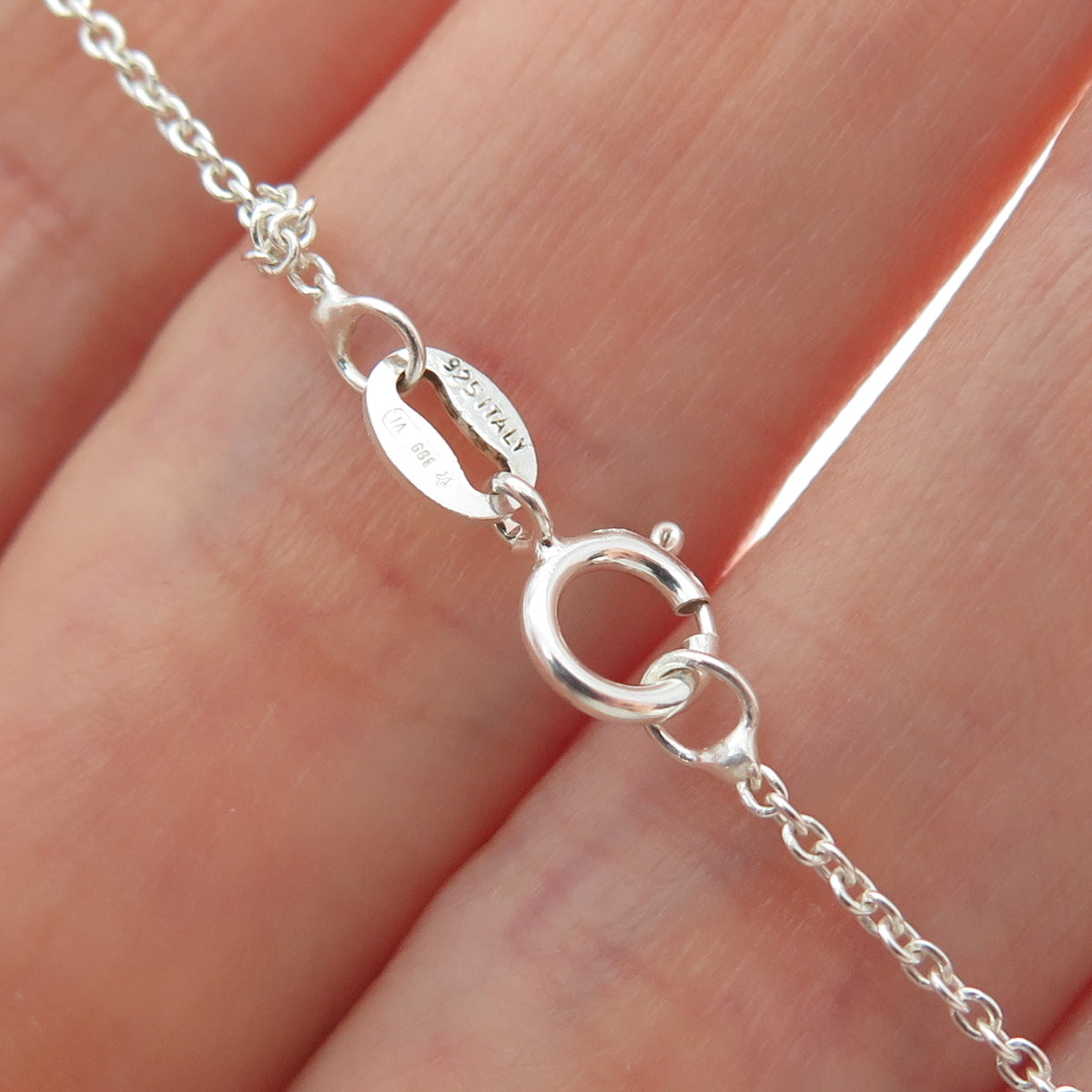 925 Sterling Silver Italy Modernist Ornate Teardrop Cable Chain Necklace 18"