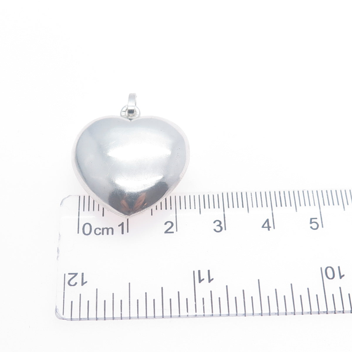 835 Silver Vintage Portugal Puffy Heart Charm Pendant