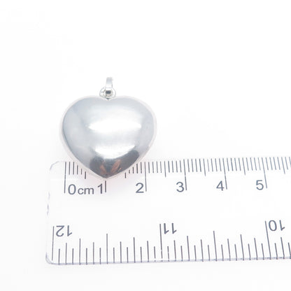 835 Silver Vintage Portugal Puffy Heart Charm Pendant