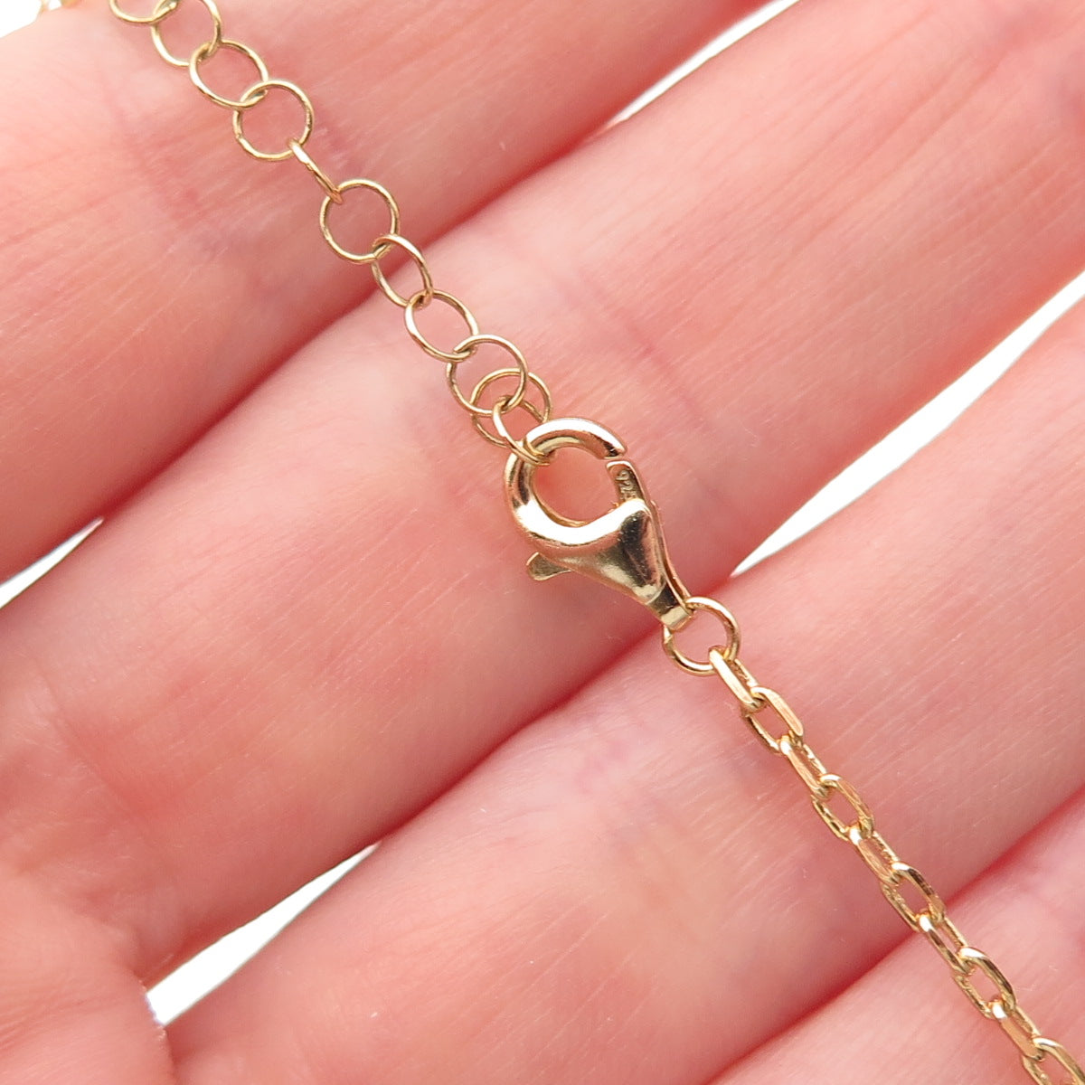 925 Sterling Silver Gold Plated Ball Beaded Cable Chain Lariat Necklace 20-22"