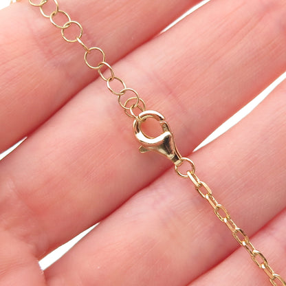 925 Sterling Silver Gold Plated Ball Beaded Cable Chain Lariat Necklace 20-22"