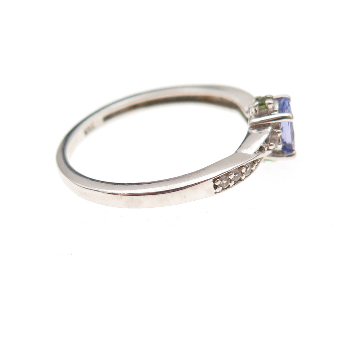 Chuck Clemency 925 Sterling Silver Real Tanzanite & White Topaz Ring Size 8