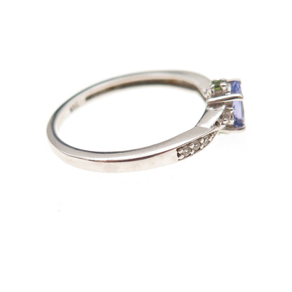 Chuck Clemency 925 Sterling Silver Real Tanzanite & White Topaz Ring Size 8