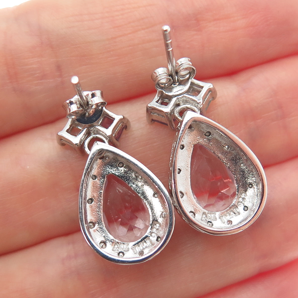 925 Sterling Silver Real Diamond Accent Blue Topaz Peridot & Amethyst Earrings