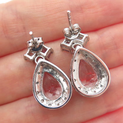 925 Sterling Silver Real Diamond Accent Blue Topaz Peridot & Amethyst Earrings