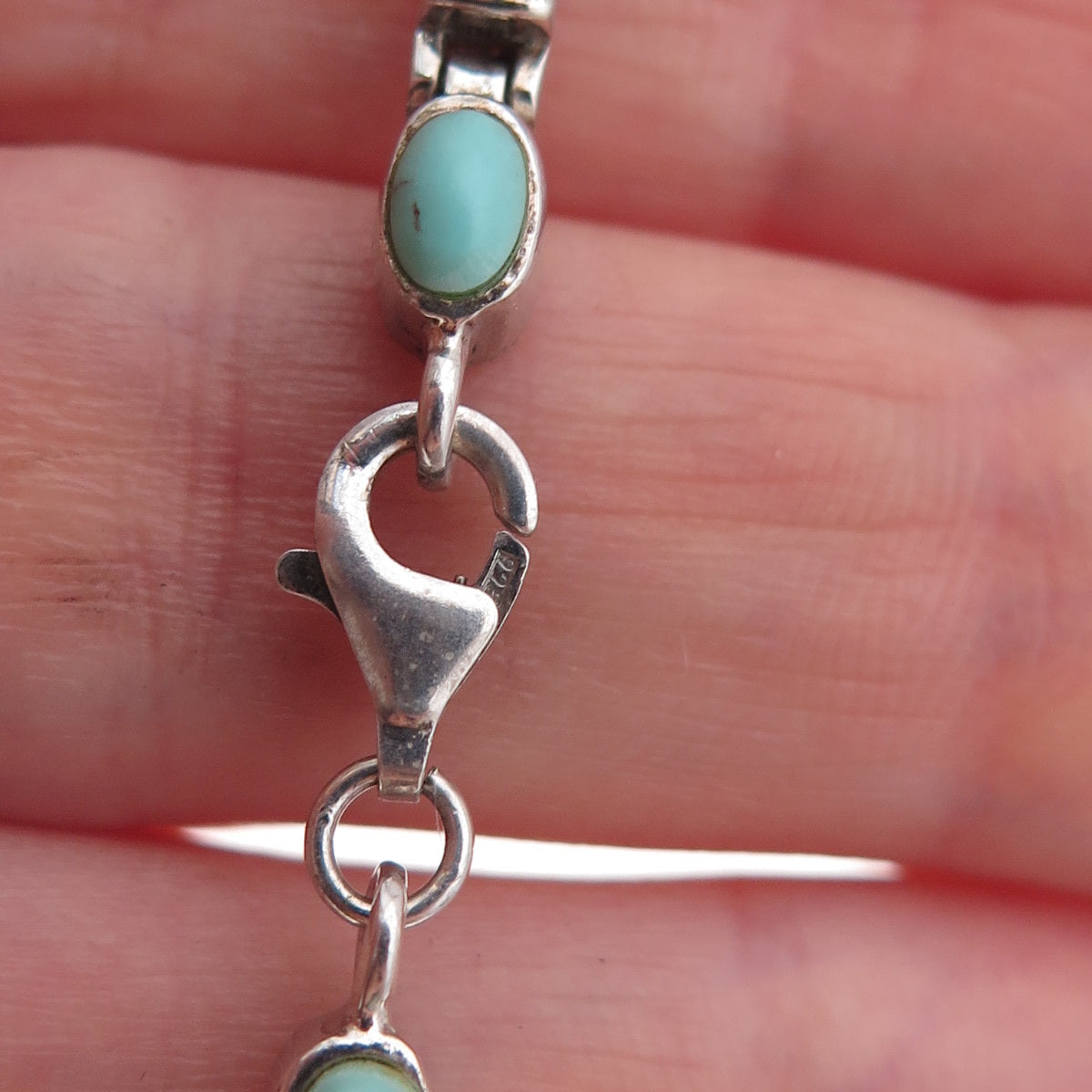 Chapal Zenray 925 Sterling Silver Vintage Real Turquoise & Lapis Bracelet 7.25"