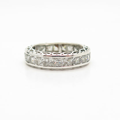 925 Sterling Silver C Z Wedding Ring Size 9