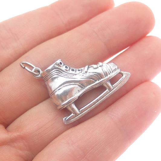 BEAU 925 Sterling Silver Vintage Ice Skating Shoe 3D Charm Pendant