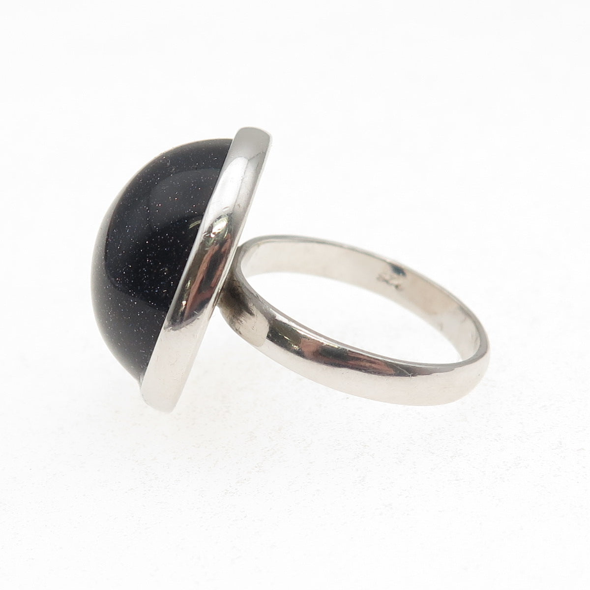 Tahara 925 Sterling Silver Vintage Real Goldstone Modernist Ring Size 9