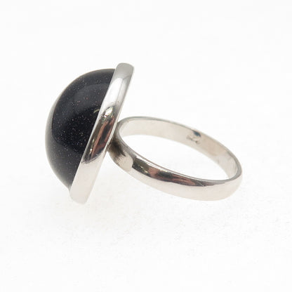 Tahara 925 Sterling Silver Vintage Real Goldstone Modernist Ring Size 9