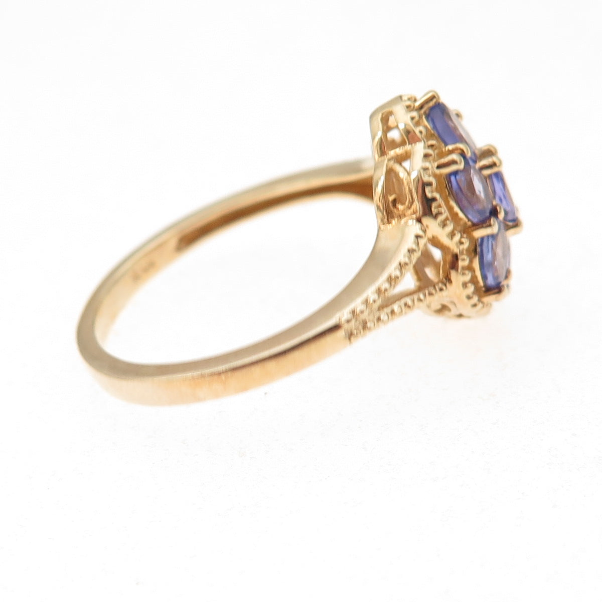 Chuck Clemency 925 Sterling Silver Gold Plated Real Tanzanite Ring Size 8.25