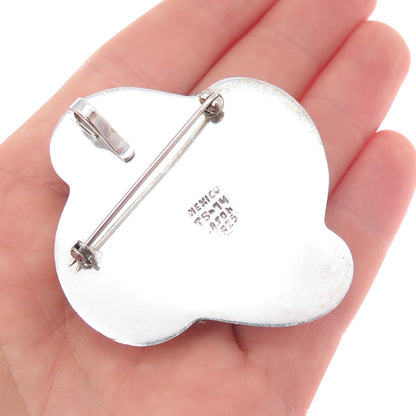 LATON 925 Sterling Silver 2-Tone Vintage Mexico Modernist Pin Brooch / Pendant