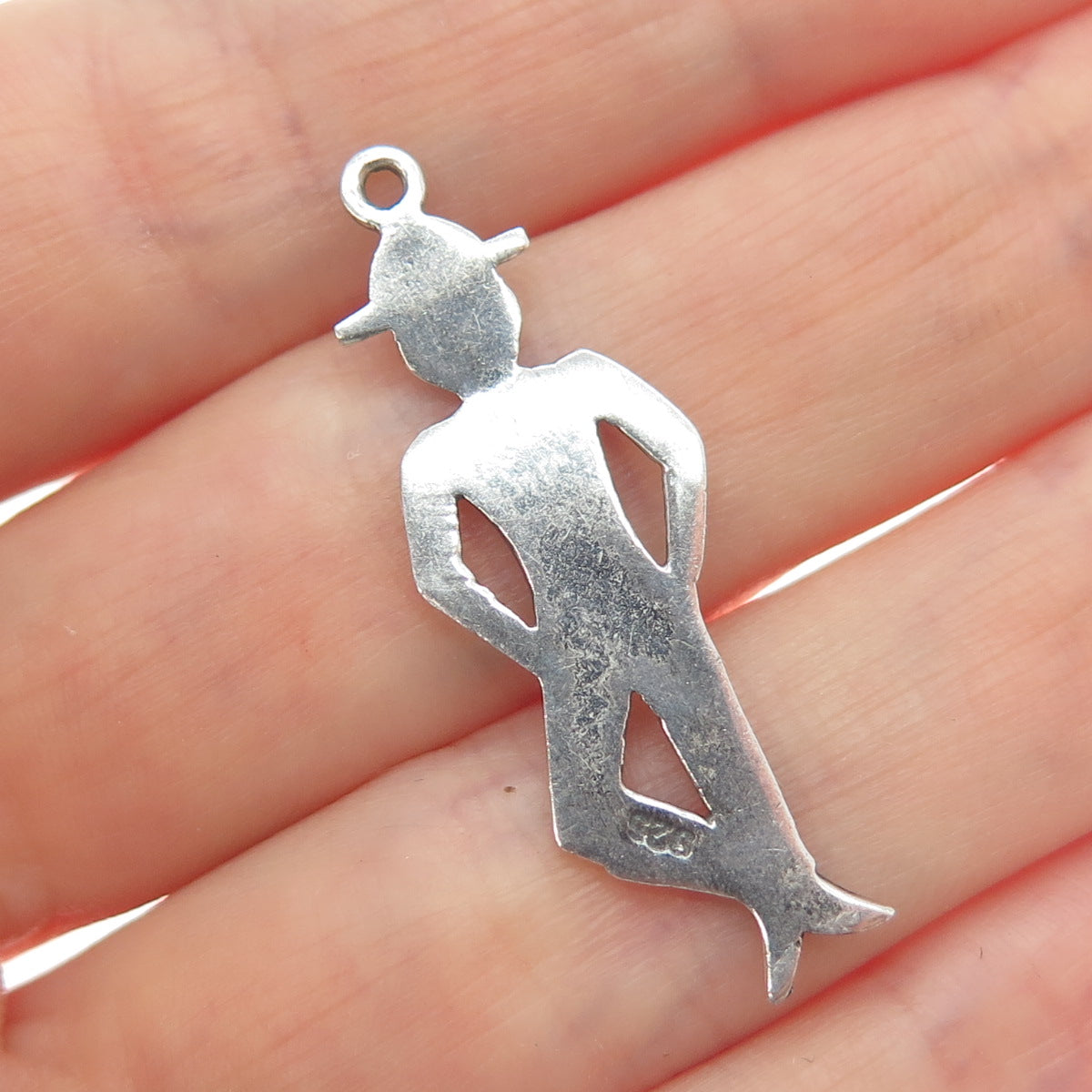 925 Sterling Silver Vintage Dancer Oxidized Charm Pendant