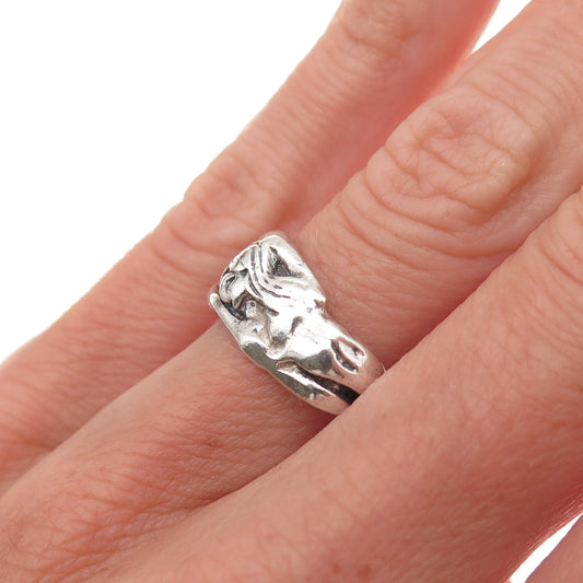 925 Sterling Silver Vintage Erotic Scene Oxidized Band Ring Size 5.75