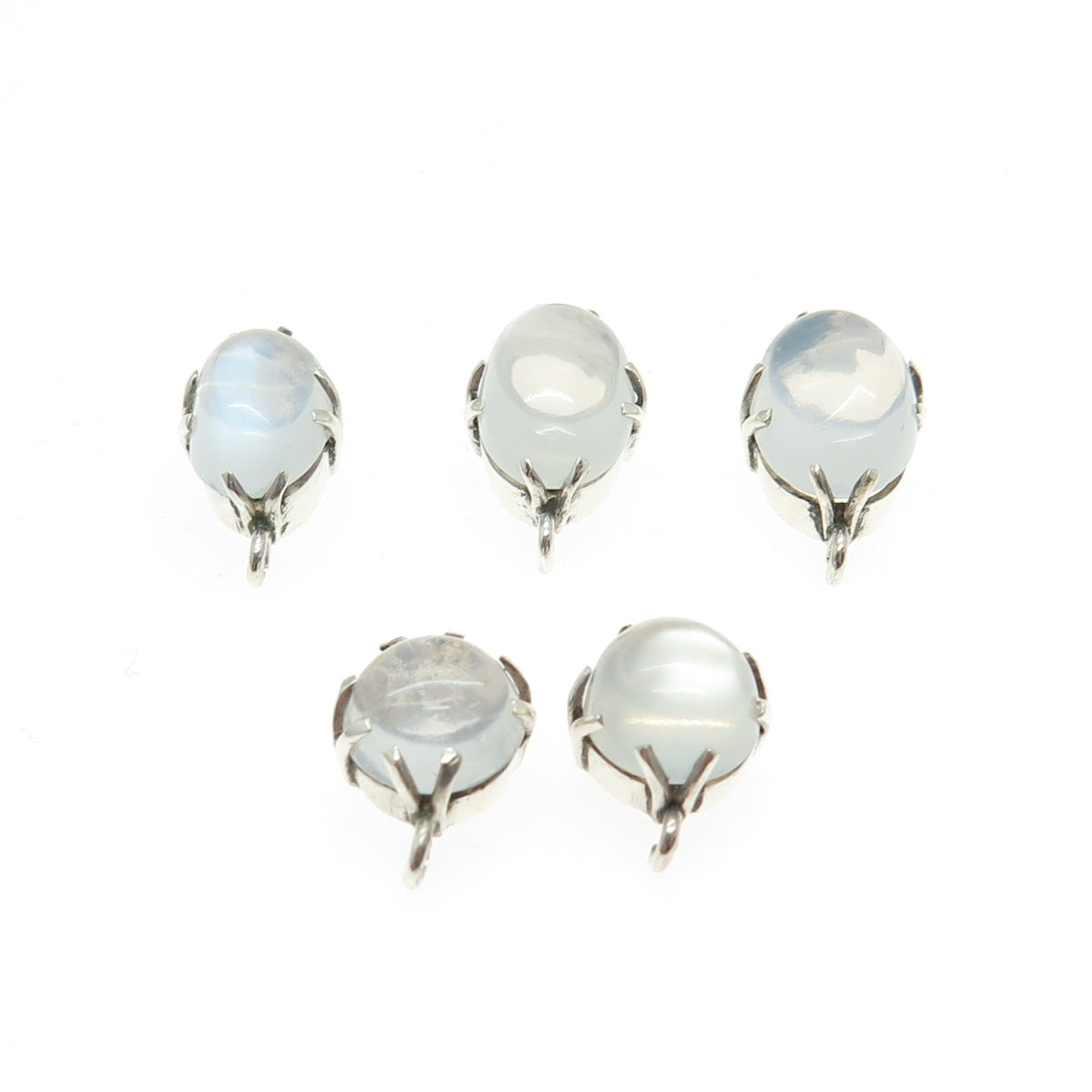 925 Sterling Silver Antique Real Opalite Gemstone Set of 5 Charm Pendant