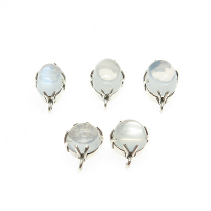 925 Sterling Silver Antique Real Opalite Gemstone Set of 5 Charm Pendant