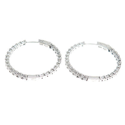 KLEO 925 Sterling Silver Round-Cut C Z In & Out Hoop Earrings