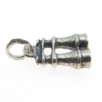 925 Sterling Silver Vintage Binoculars Minimalist 3D Charm Pendant