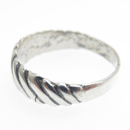 925 Sterling Silver Vintage Ribbed Oxidized Ring Size 9.25