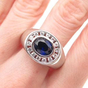 Felicia Design 925 Sterling Lab-Created Sapphire Real White Topaz Ring Size 10.5
