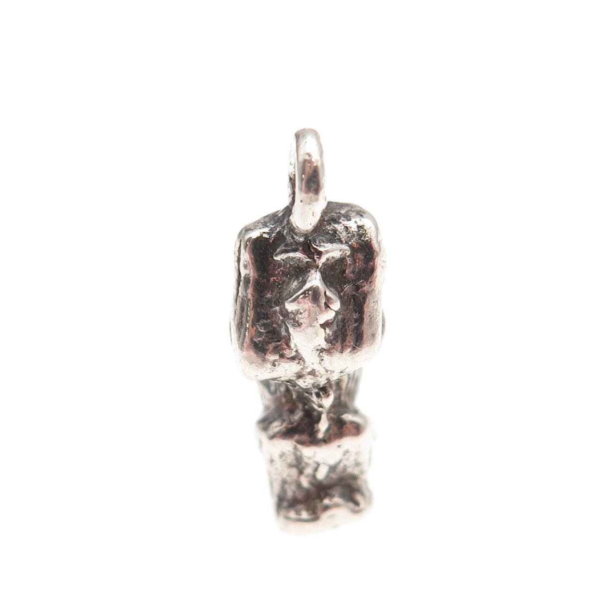 925 Sterling Silver Vintage Can't Hear Wise Monkey 3D Mini Charm Pendant