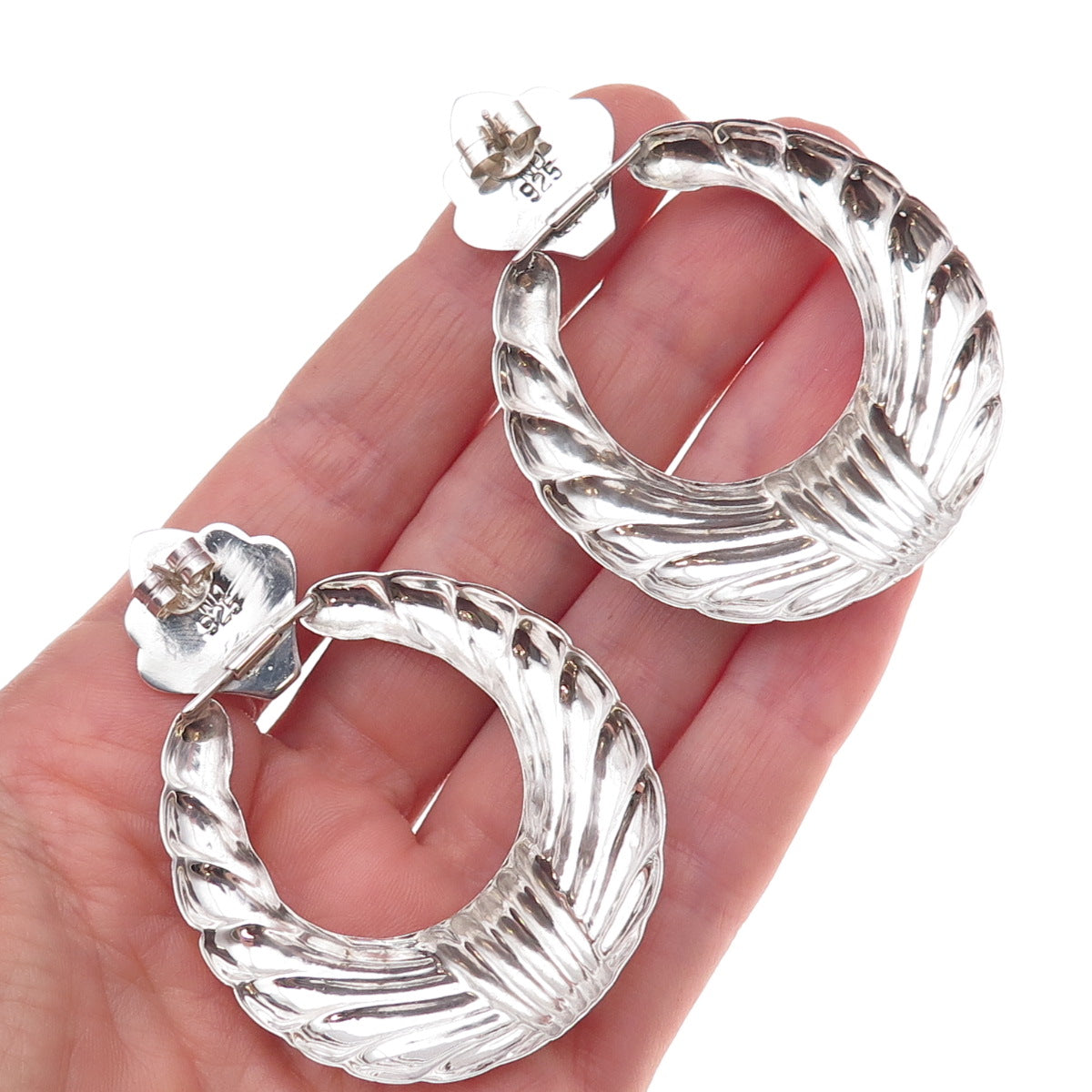 Chapal Zenray 925 Sterling Silver Vintage Door-Knocker Oxidized Dangle Earrings