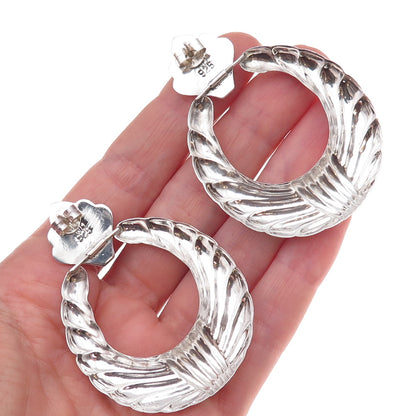 Chapal Zenray 925 Sterling Silver Vintage Door-Knocker Oxidized Dangle Earrings