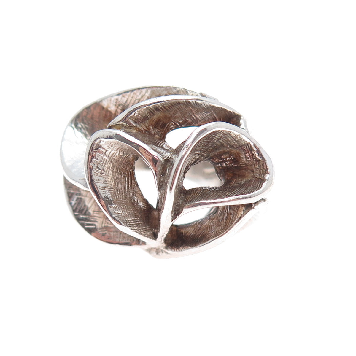 925 Sterling Silver Vintage Modernist Oxidized Ring Size 6.25