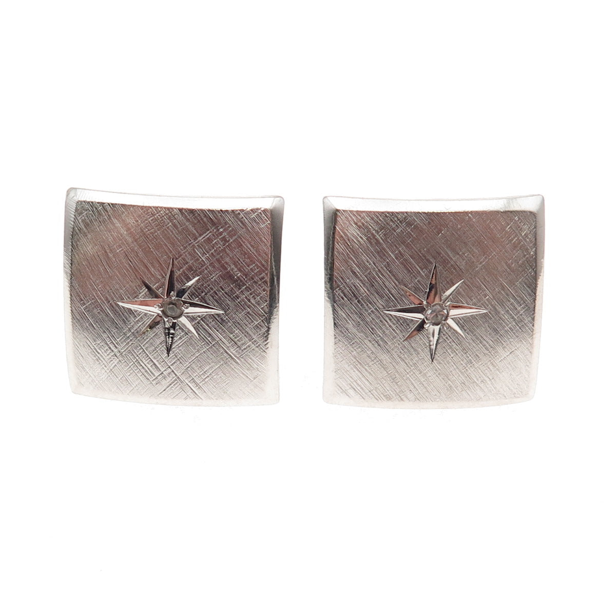 JML Diplomat 925 Sterling Silver Vintage Rhinestone Starburst Cufflinks