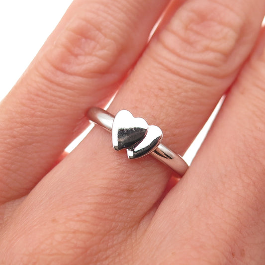 Danecraft 925 Sterling Silver Vintage Couple Heart Ring Size 5.25