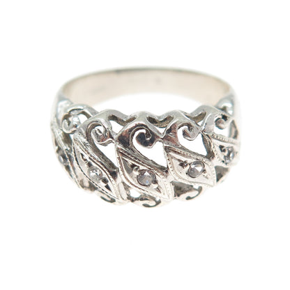 925 Sterling Silver Vintage Round-Cut C Z Swirl Ring Size 5.5