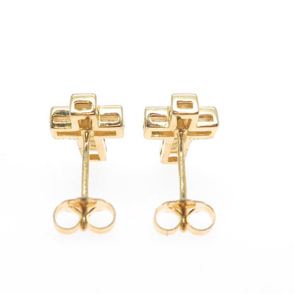 925 Sterling Silver Gold Plated Round-Cut C Z Cross Earrings