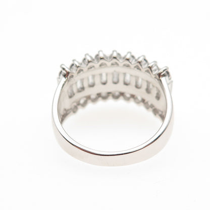 925 Sterling Silver Emerald & Round-Cut C Z Promise Ring Size 7